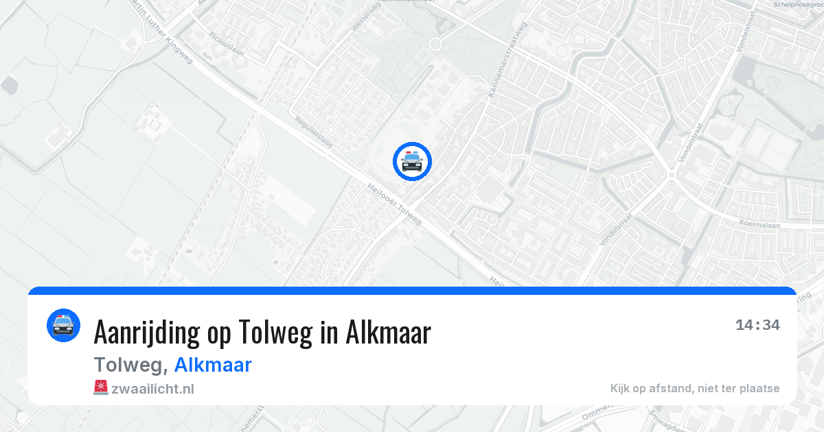 Aanrijding op Tolweg in Alkmaar — 26 jun 2026