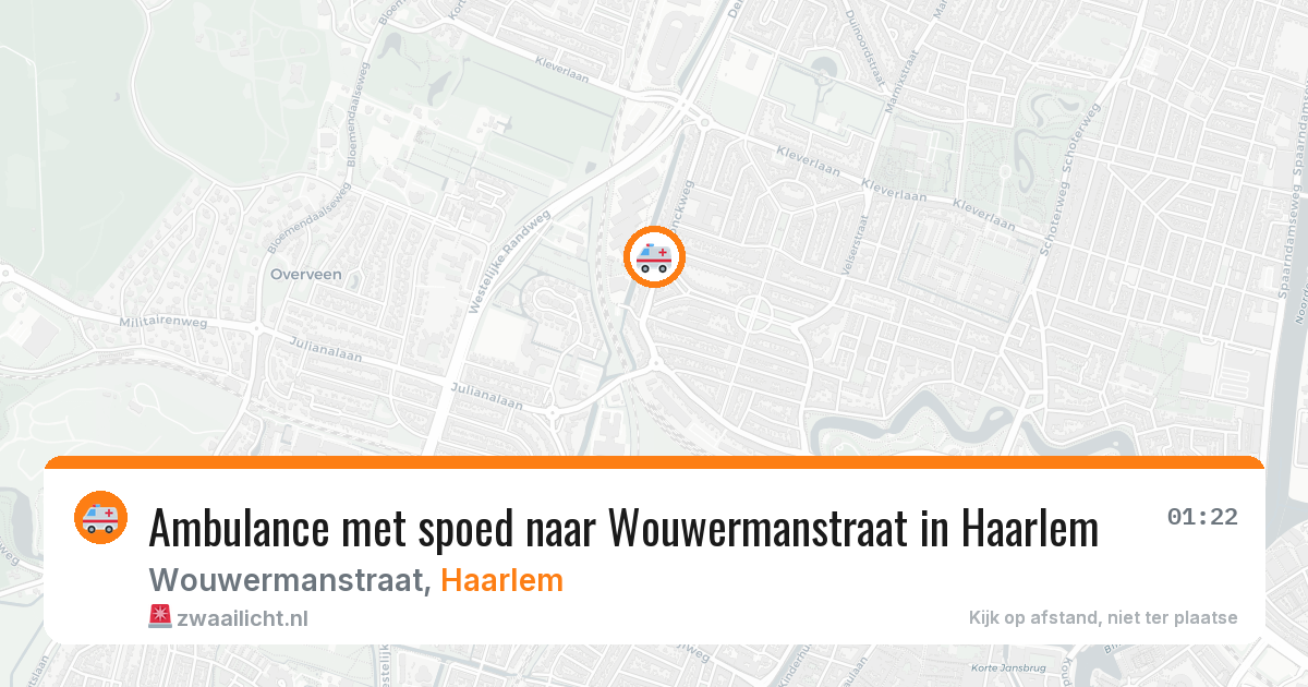 Ambulance met spoed naar Wouwermanstraat in Haarlem — 5 aug 2026