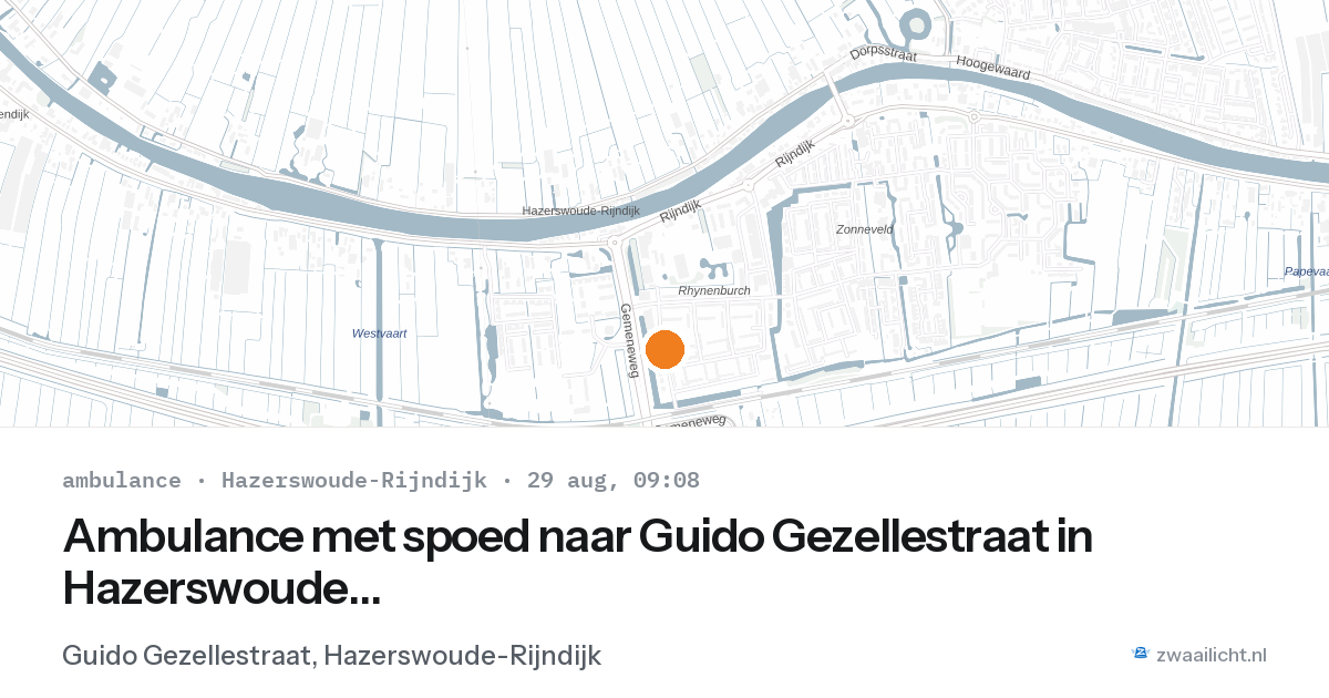 Ambulance met spoed naar Guido Gezellestraat in Hazerswoude-Rijndijk — 29 aug 2026