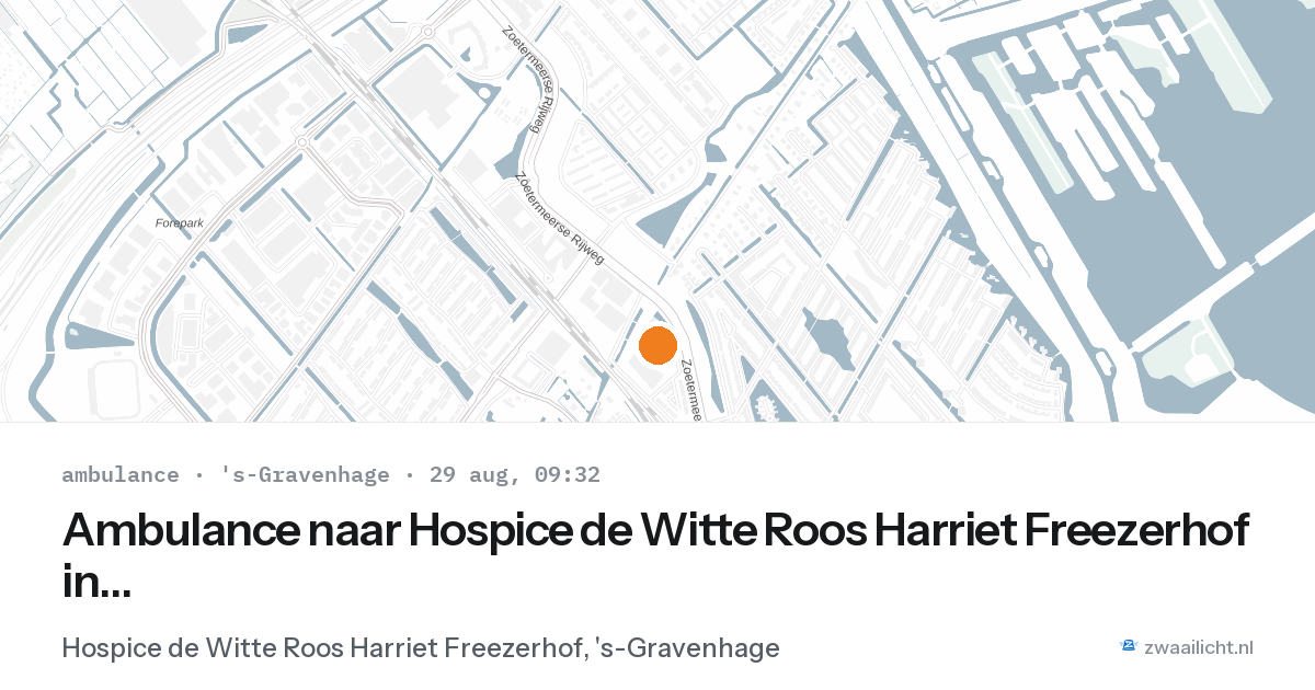 Ambulance naar Hospice de Witte Roos Harriet Freezerhof in 's-Gravenhage — 29 aug 2026