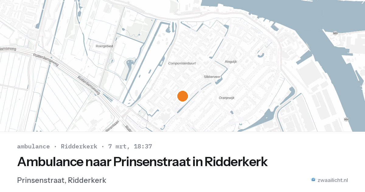 Ambulance naar Prinsenstraat in Ridderkerk — 7 mrt 2026
