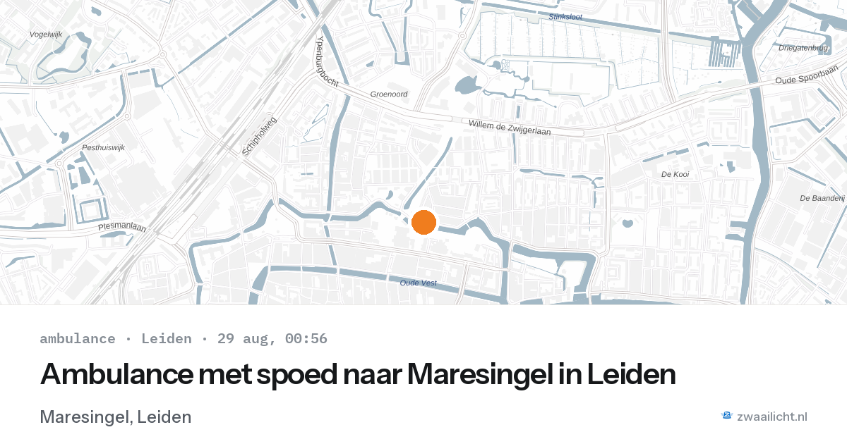 Ambulance met spoed naar Maresingel in Leiden — 28 aug 2026