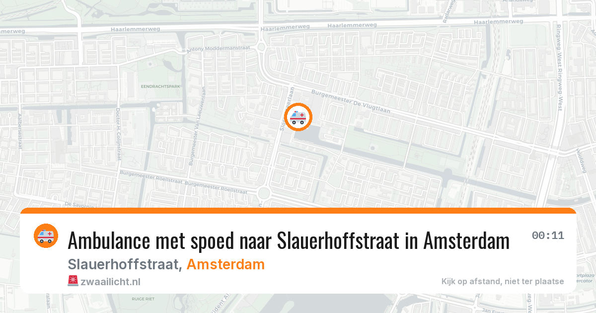 Ambulance met spoed naar Slauerhoffstraat in Amsterdam — 8 jul 2026
