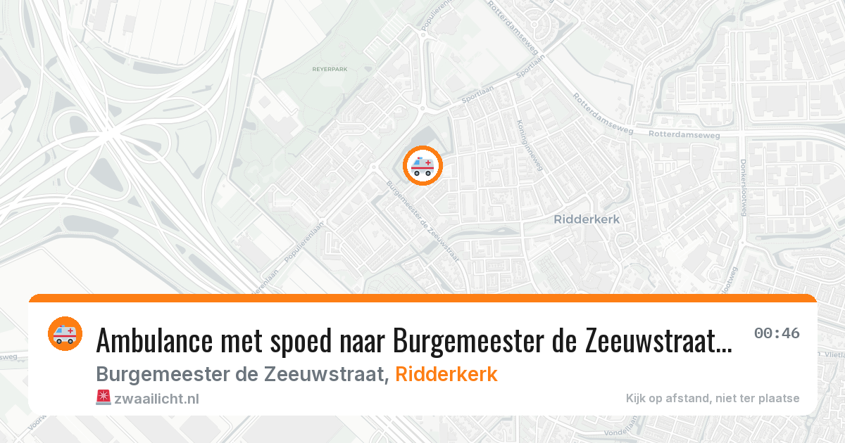 Ambulance met spoed naar Burgemeester de Zeeuwstraat in Ridderkerk — 24 mrt 2026