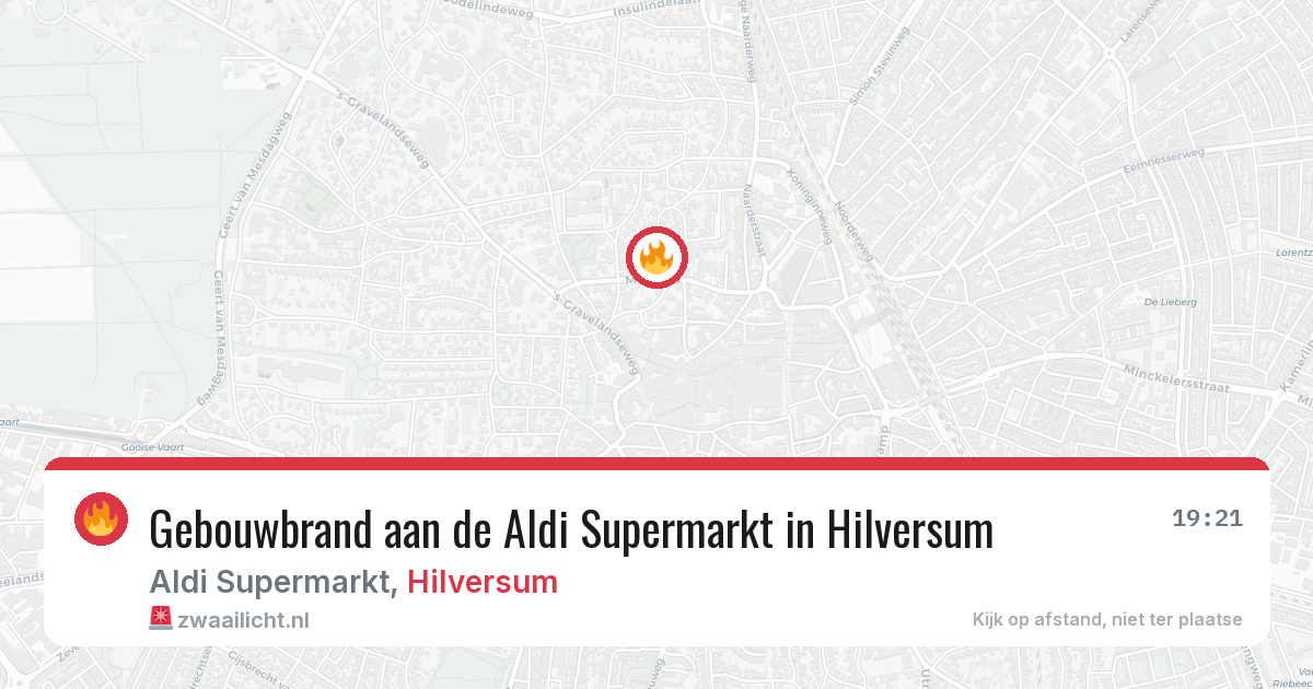 Gebouwbrand aan de Aldi Supermarkt in Hilversum — 20 jul 2026