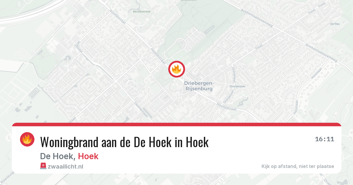 Woningbrand aan de De Hoek in Hoek — 16 mrt 2026