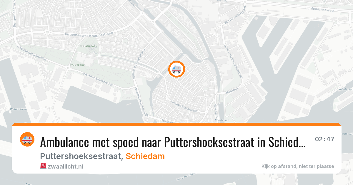 Ambulance met spoed naar Puttershoeksestraat in Schiedam — 16 jul 2026