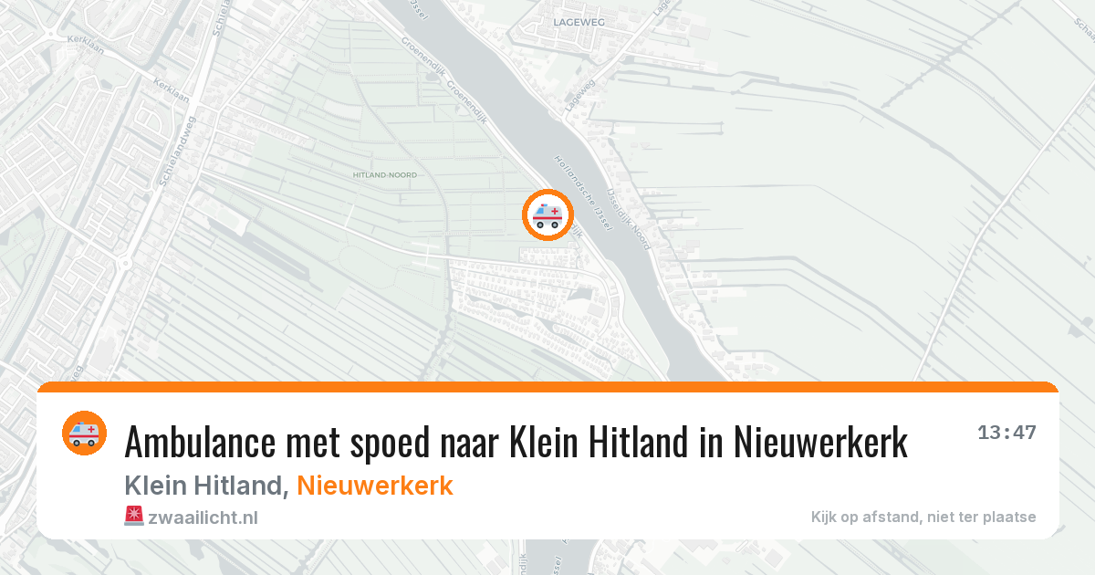 Ambulance met spoed naar Klein Hitland in Nieuwerkerk — 2 aug 2026