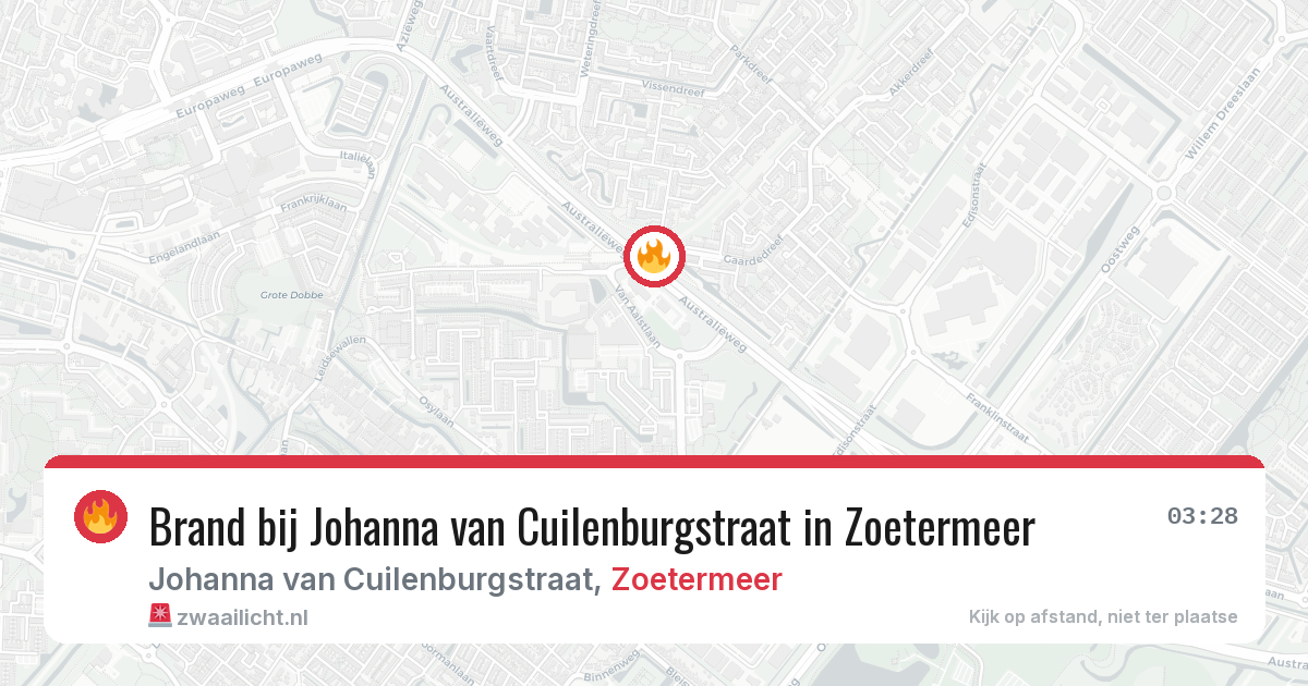 Brand bij Johanna van Cuilenburgstraat in Zoetermeer — 6 jun 2026