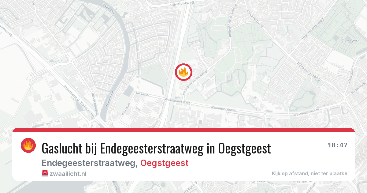 Gaslucht bij Endegeesterstraatweg in Oegstgeest — 30 jun 2026