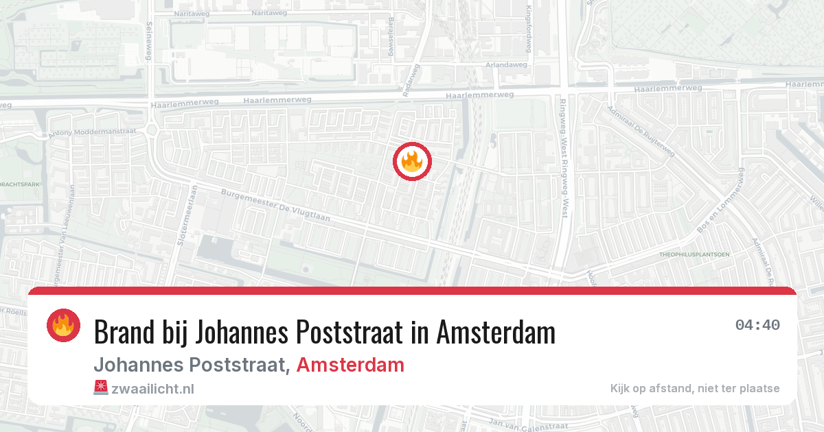 Brand bij Johannes Poststraat in Amsterdam — 18 jun 2026