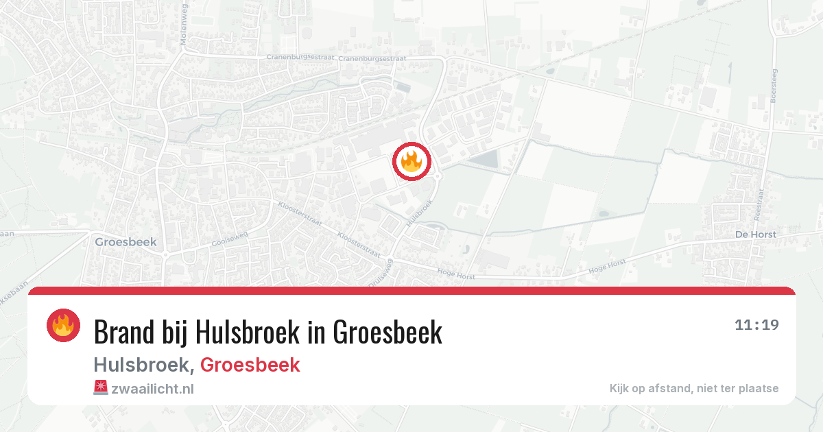 Brand bij Hulsbroek in Groesbeek — 27 jun 2026