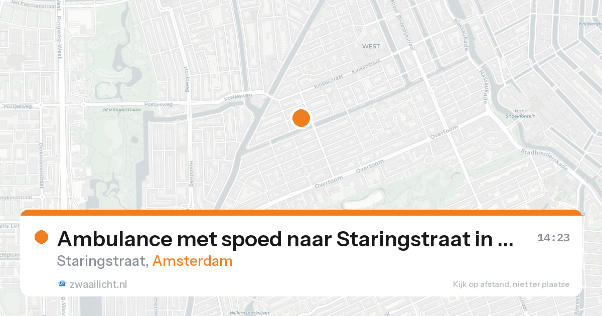 Ambulance met spoed naar Staringstraat in Amsterdam — 15 aug 2026