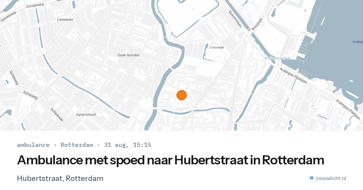 Ambulance met spoed naar Hubertstraat in Rotterdam — 31 aug 2026