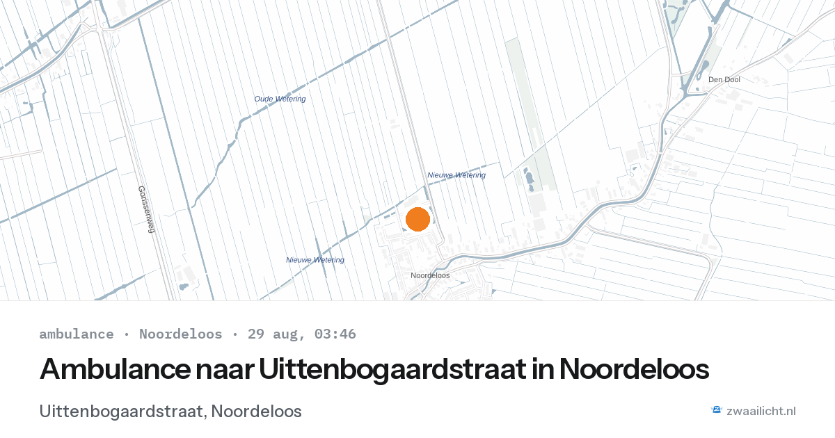 Ambulance naar Uittenbogaardstraat in Noordeloos — 29 aug 2026