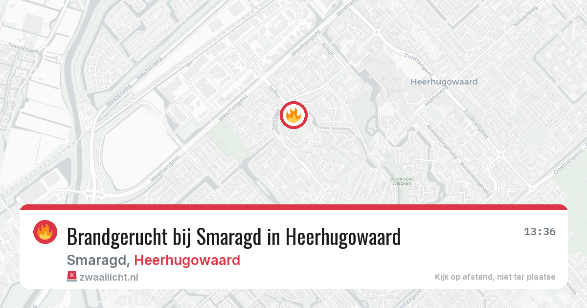 Brandgerucht bij Smaragd in Heerhugowaard — 6 aug 2026