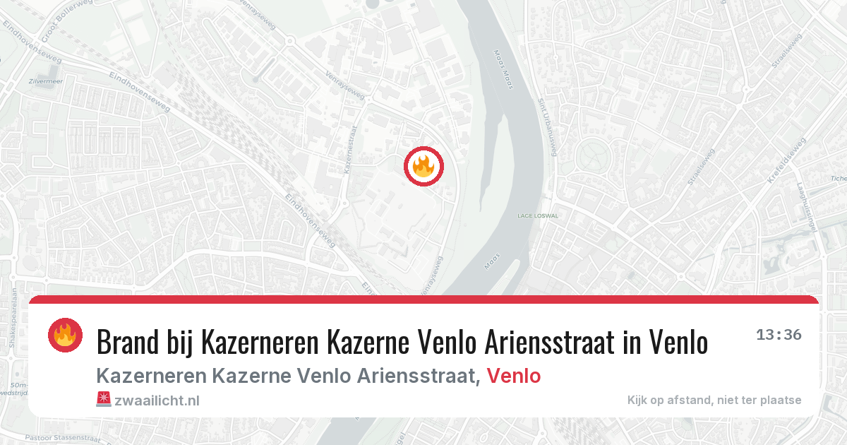 Brand bij Kazerneren Kazerne Venlo Ariensstraat in Venlo — 21 jul 2026