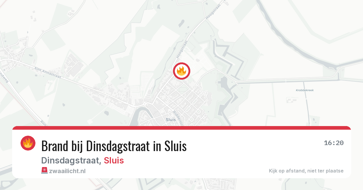 Brand bij Dinsdagstraat in Sluis — 24 mei 2026