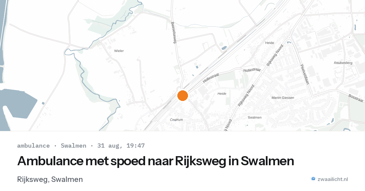 Ambulance met spoed naar Rijksweg in Swalmen — 31 aug 2026