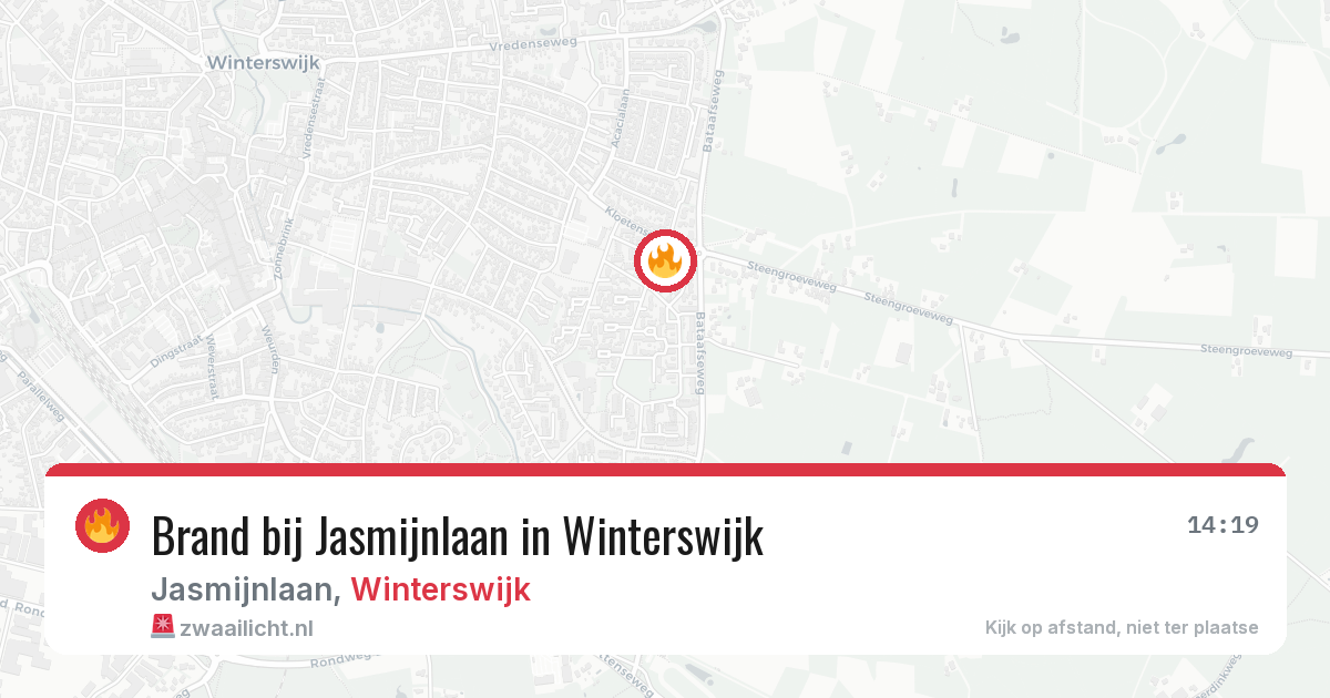 Brand bij Jasmijnlaan in Winterswijk — 6 aug 2026
