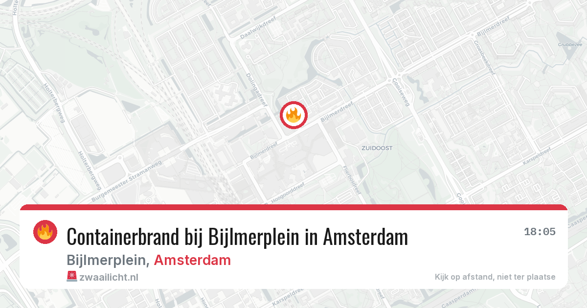Containerbrand bij Bijlmerplein in Amsterdam — 10 aug 2026