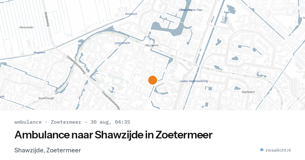 Ambulance naar Shawzijde in Zoetermeer — 30 aug 2026