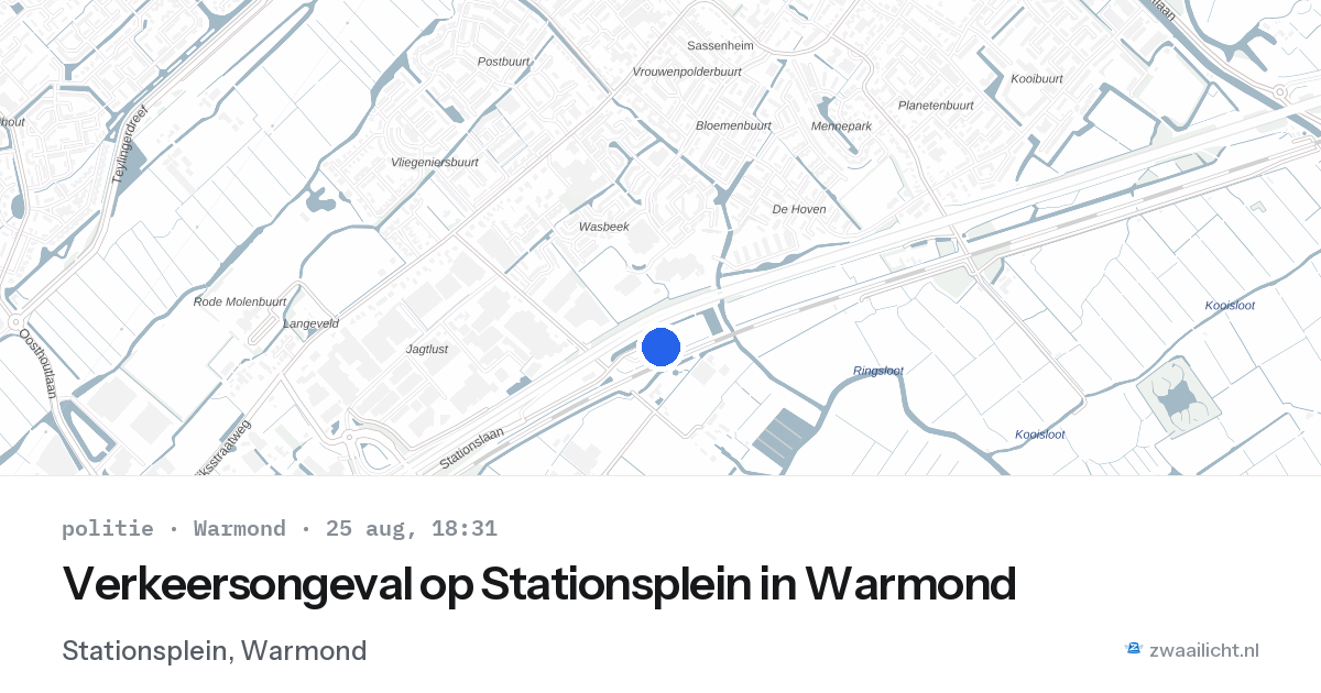 Verkeersongeval op Stationsplein in Warmond — 25 aug 2026