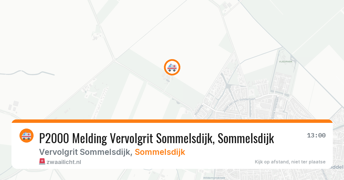 P2000 Melding Vervolgrit Sommelsdijk, Sommelsdijk — 11 aug 2026