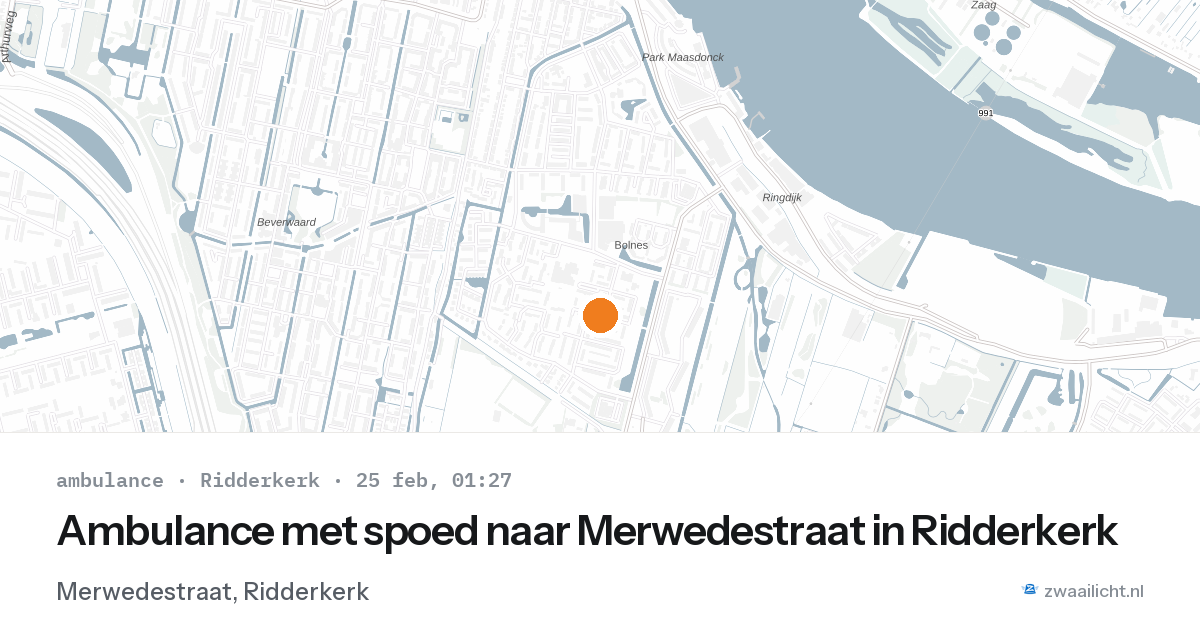 Ambulance met spoed naar Merwedestraat in Ridderkerk — 25 feb 2026