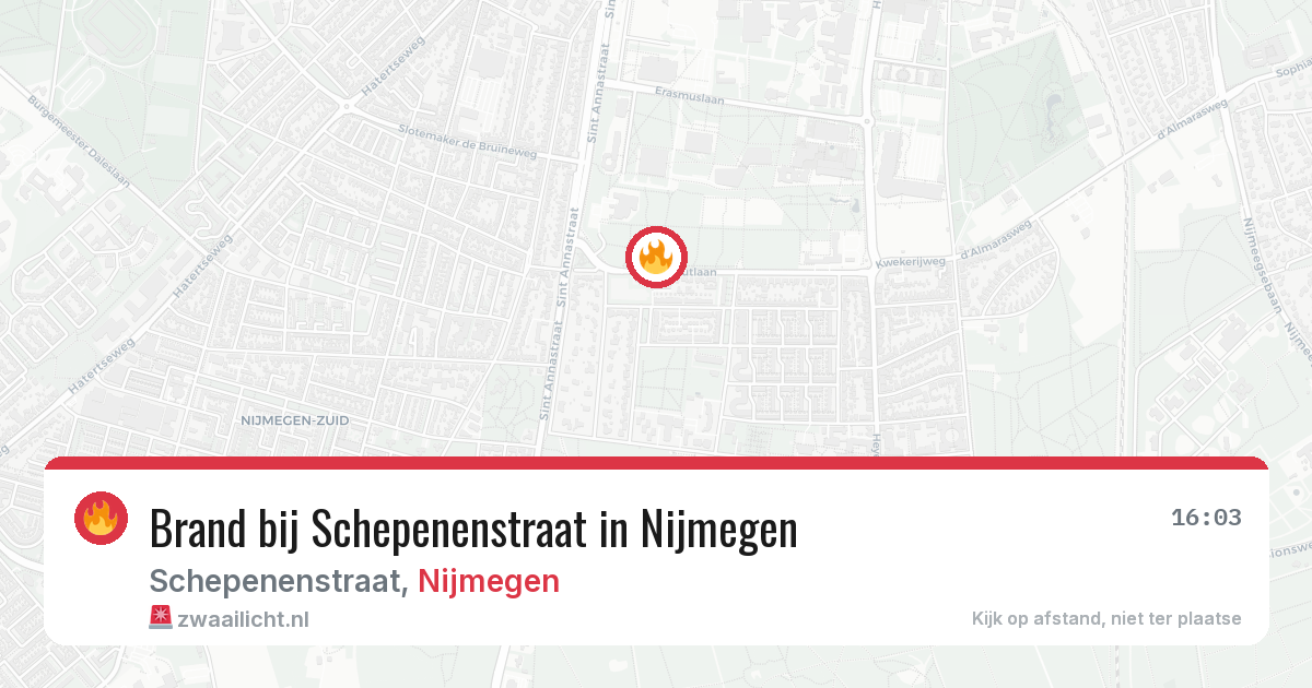 Brand bij Schepenenstraat in Nijmegen — 15 jul 2026