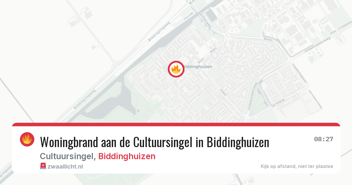 Woningbrand aan de Cultuursingel in Biddinghuizen — 12 mei 2026
