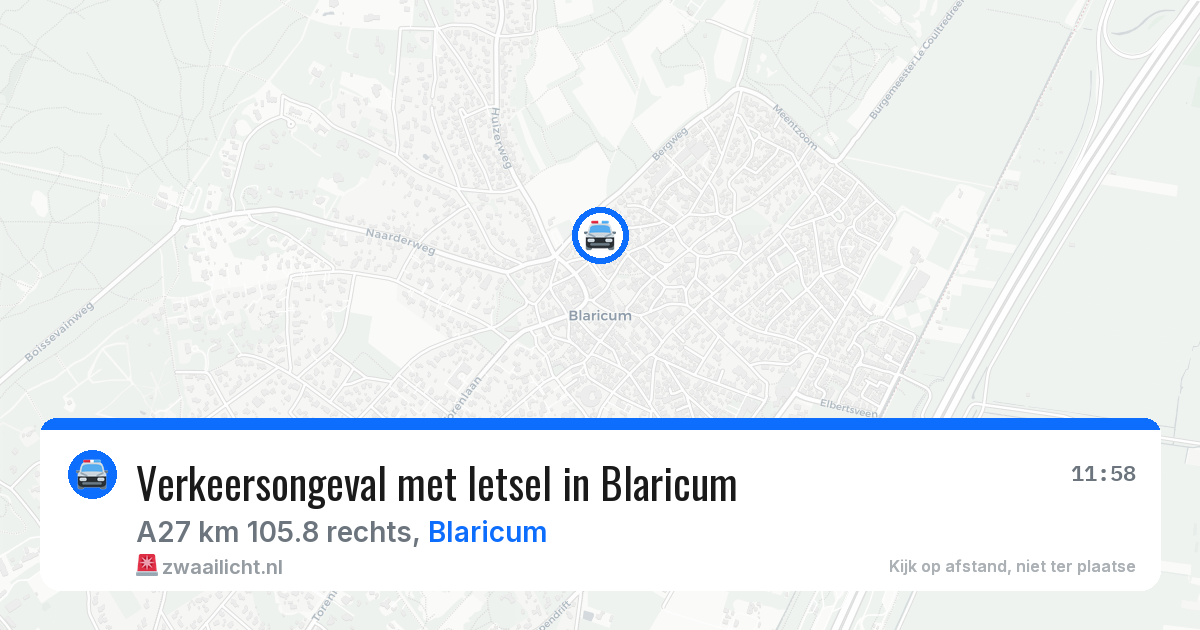 Verkeersongeval met letsel in Blaricum — 20 mrt 2026