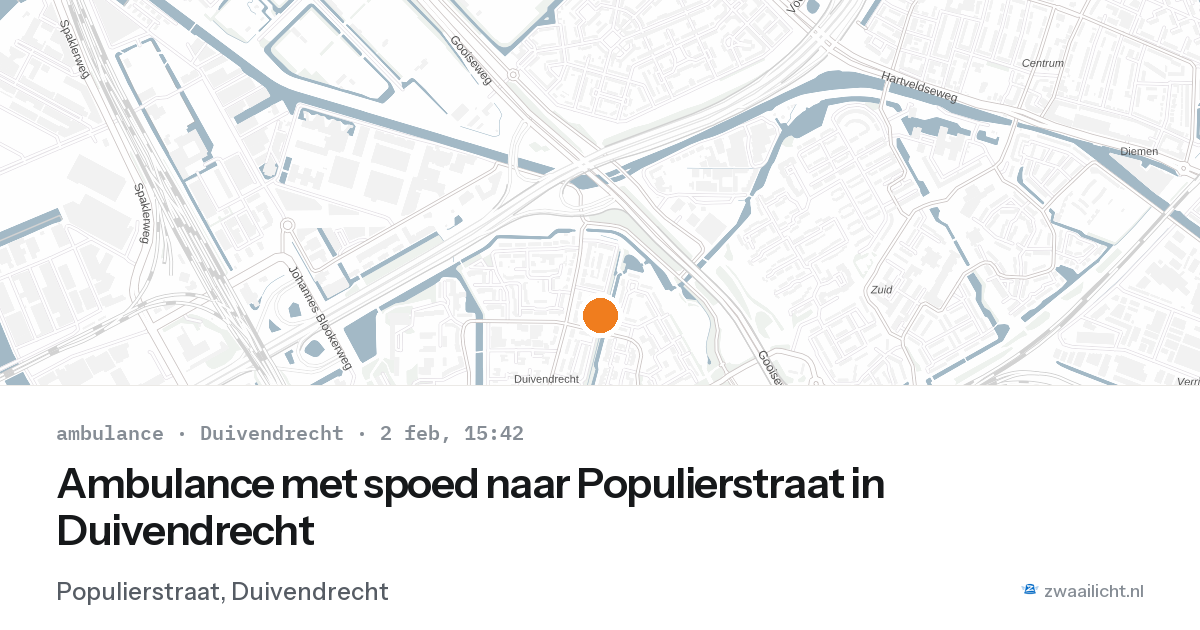 Ambulance met spoed naar Populierstraat in Duivendrecht — 2 feb 2026