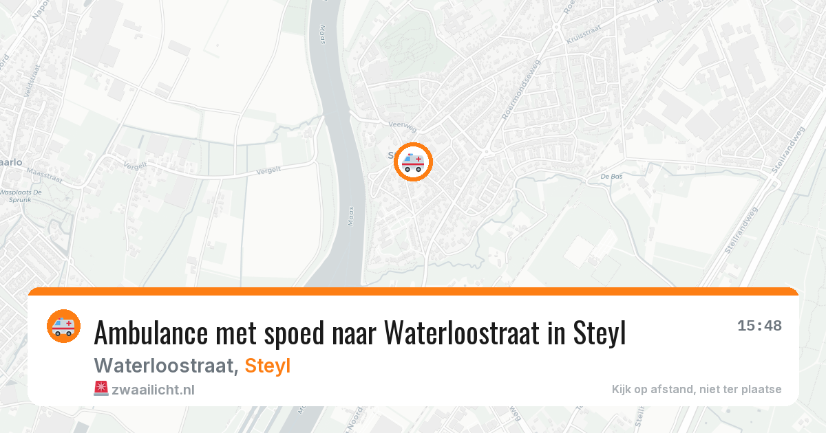 Ambulance met spoed naar Waterloostraat in Steyl — 25 jul 2026
