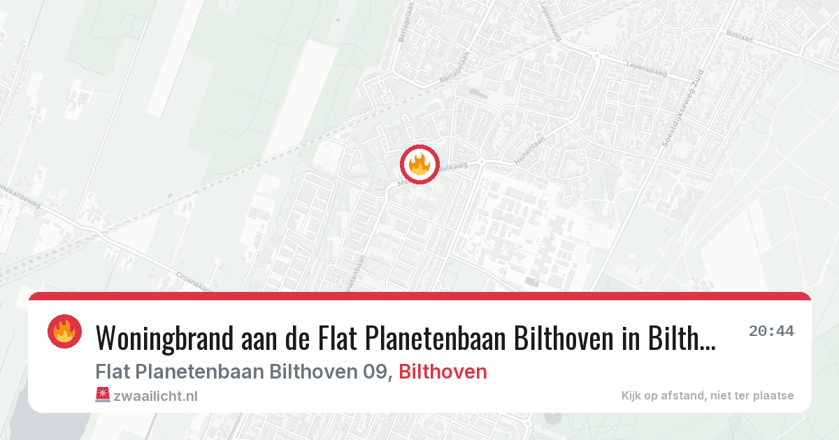 Woningbrand aan de Flat Planetenbaan Bilthoven in Bilthoven — 6 jul 2026