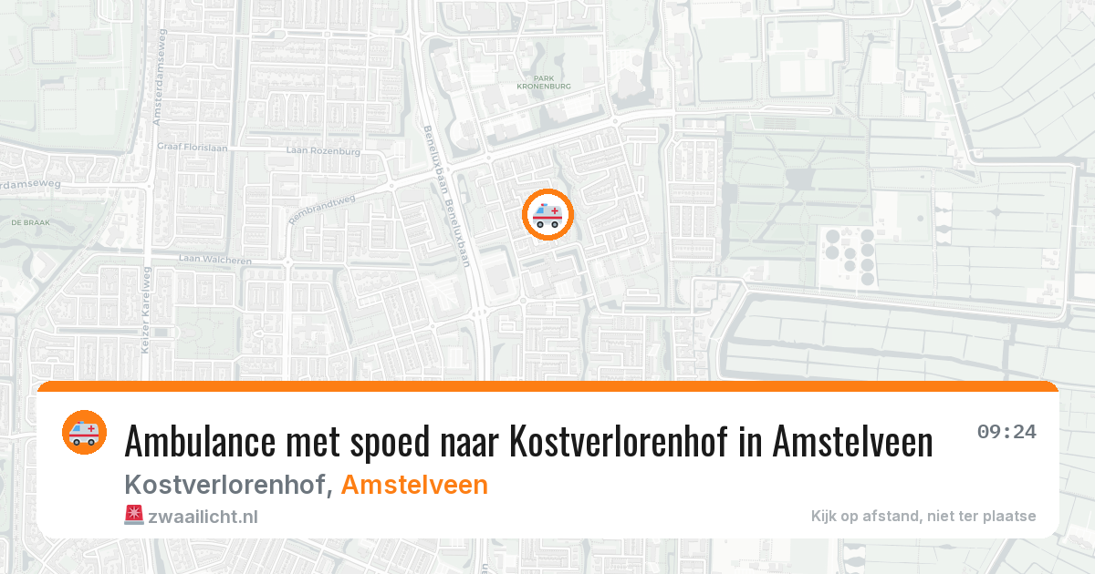 Ambulance met spoed naar Kostverlorenhof in Amstelveen — 10 mei 2026