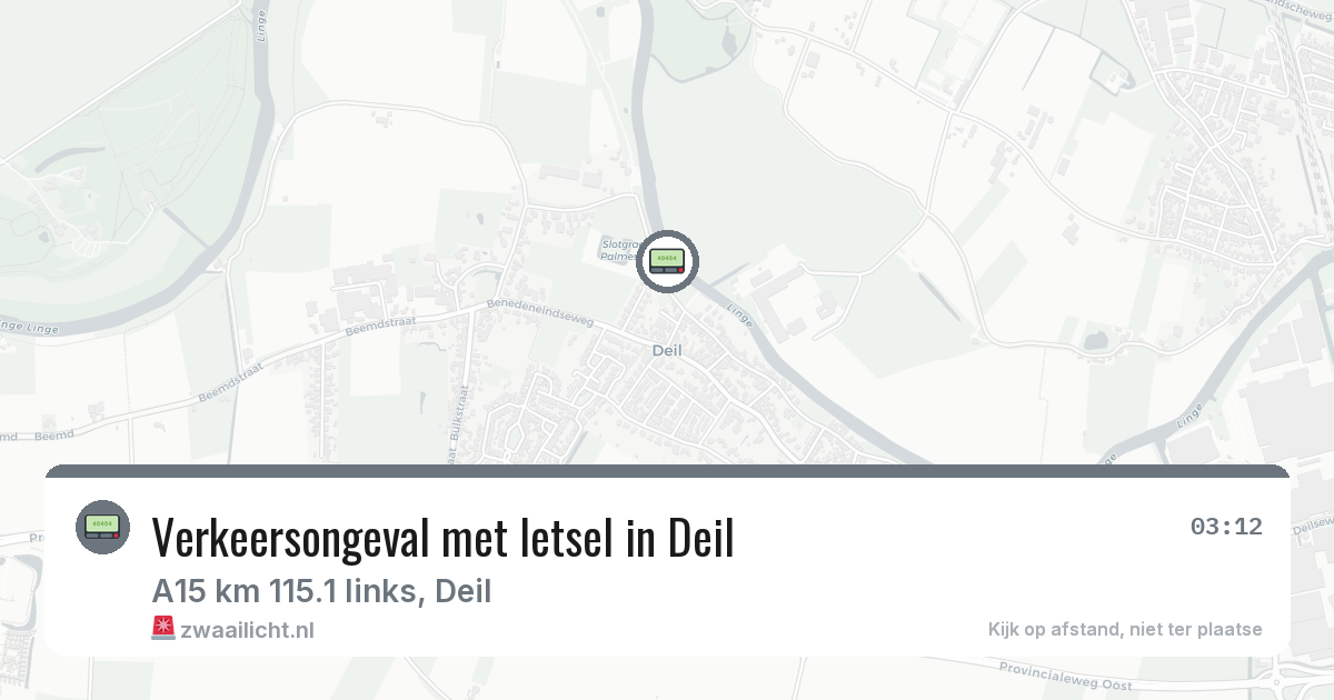 Verkeersongeval met letsel in Deil — 9 jul 2026