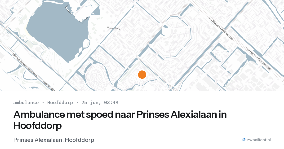 Ambulance met spoed naar Prinses Alexialaan in Hoofddorp — 25 jun 2026