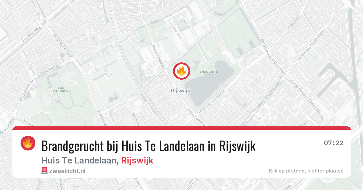 Brandgerucht bij Huis Te Landelaan in Rijswijk — 14 aug 2026