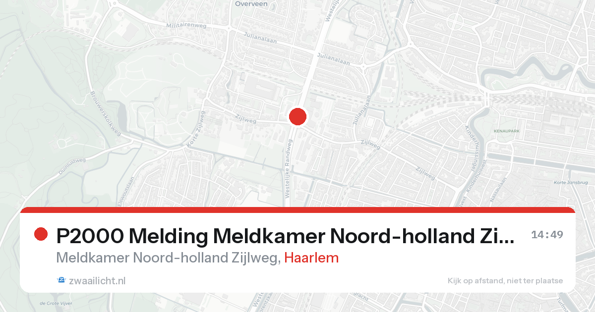 P2000 Melding Meldkamer Noord-holland Zijlweg, Haarlem — 7 feb 2026