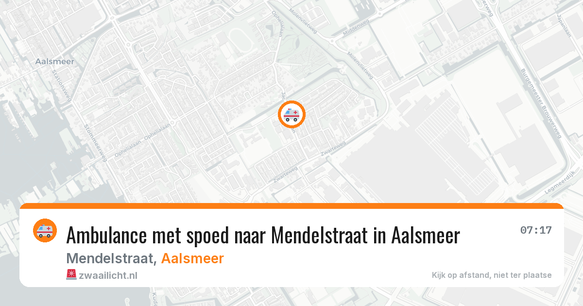 Ambulance met spoed naar Mendelstraat in Aalsmeer — 8 aug 2026