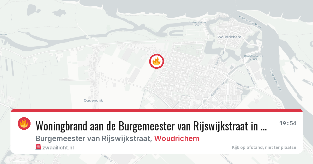 Woningbrand aan de Burgemeester van Rijswijkstraat in Woudrichem — 16 mei 2026