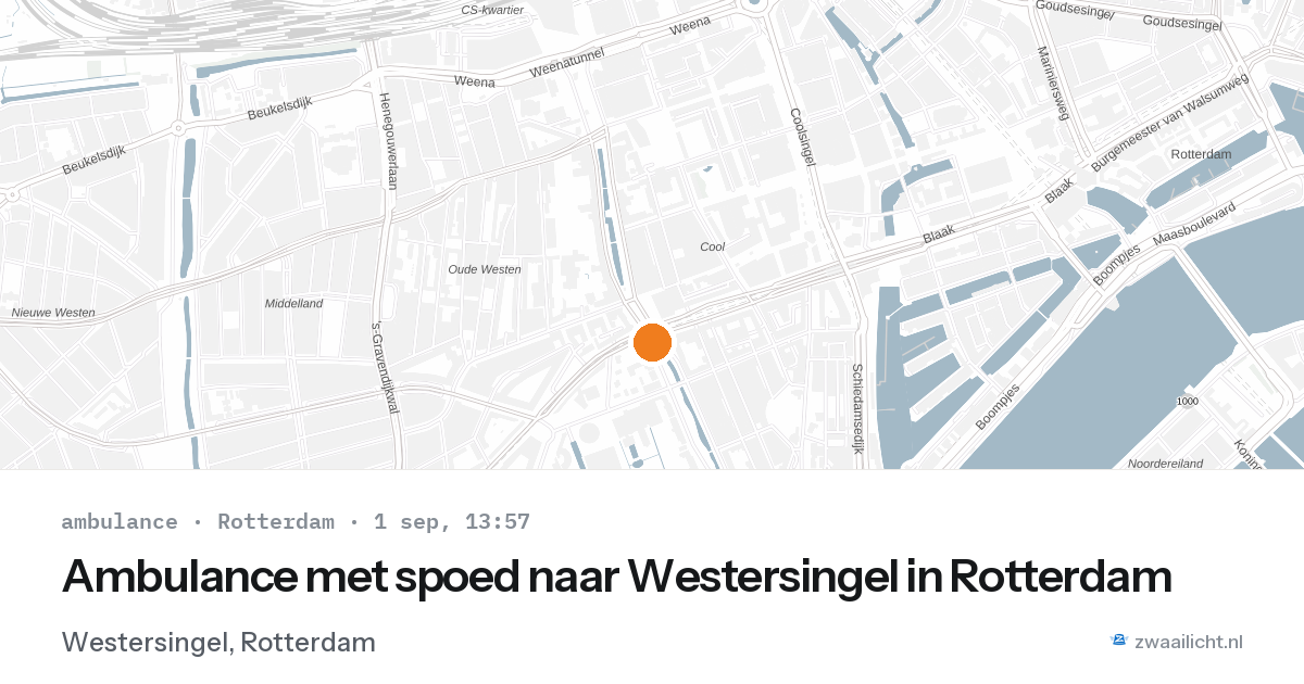Ambulance met spoed naar Westersingel in Rotterdam — 1 sep 2026
