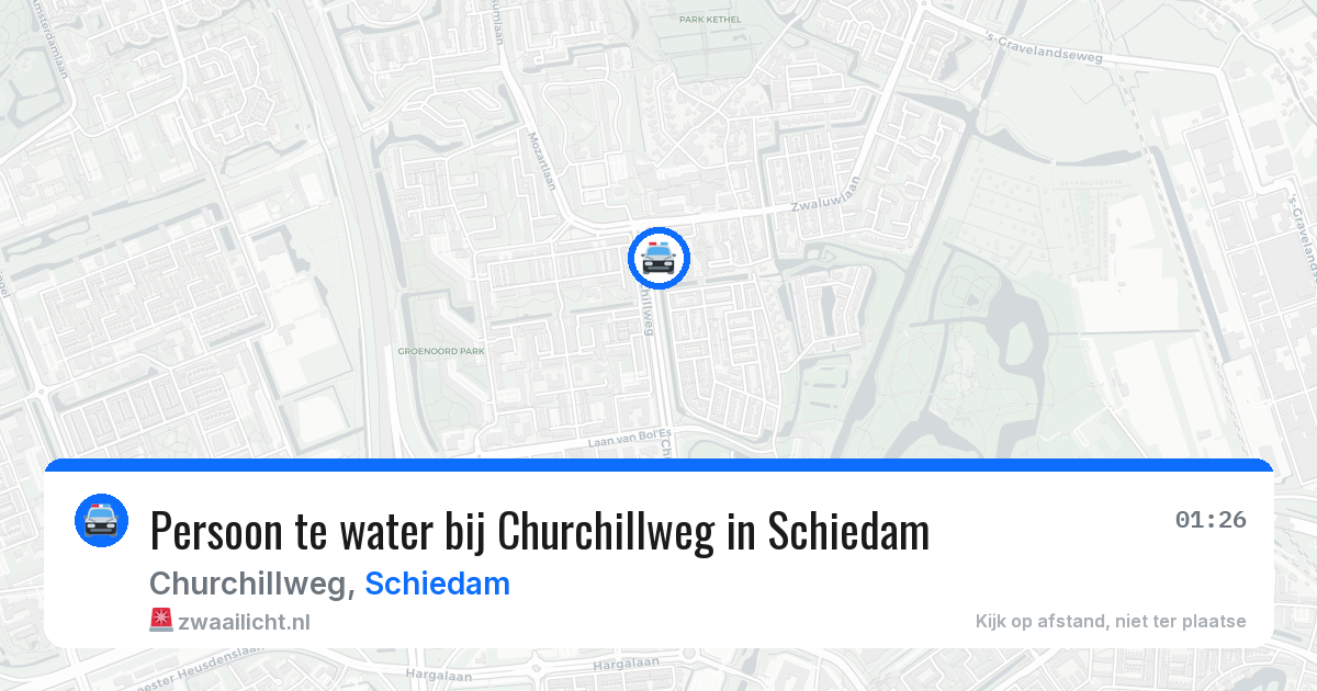 Persoon te water bij Churchillweg in Schiedam — 29 mrt 2026