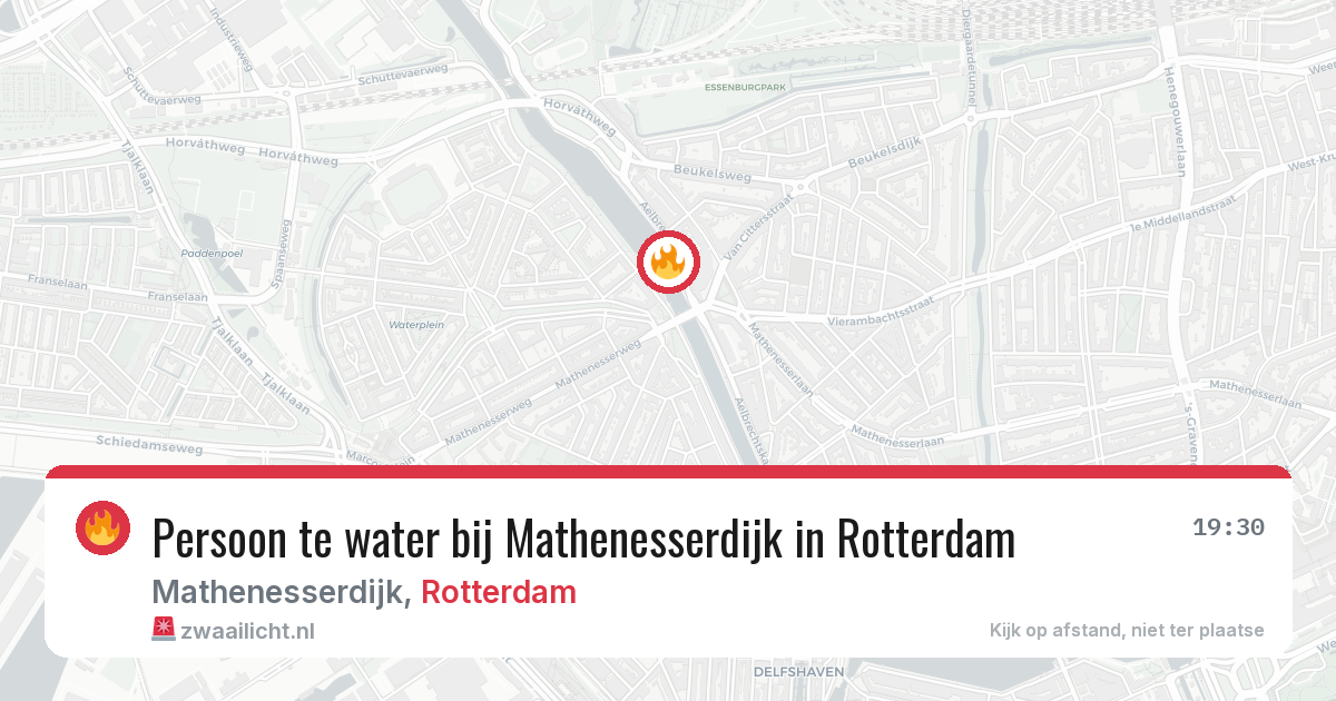 Persoon te water bij Mathenesserdijk in Rotterdam — 13 mei 2026
