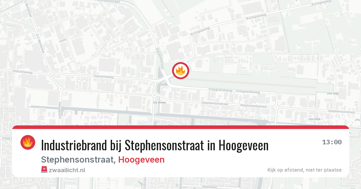 Industriebrand bij Stephensonstraat in Hoogeveen — 1 mrt 2026