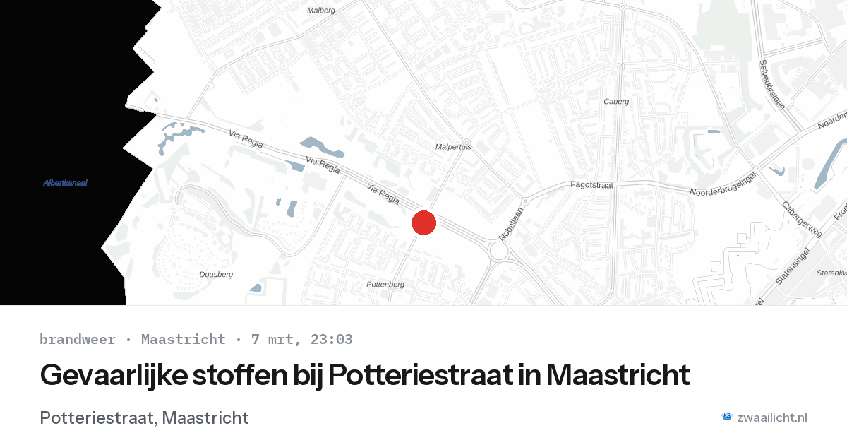 Gevaarlijke stoffen bij Potteriestraat in Maastricht — 7 mrt 2026