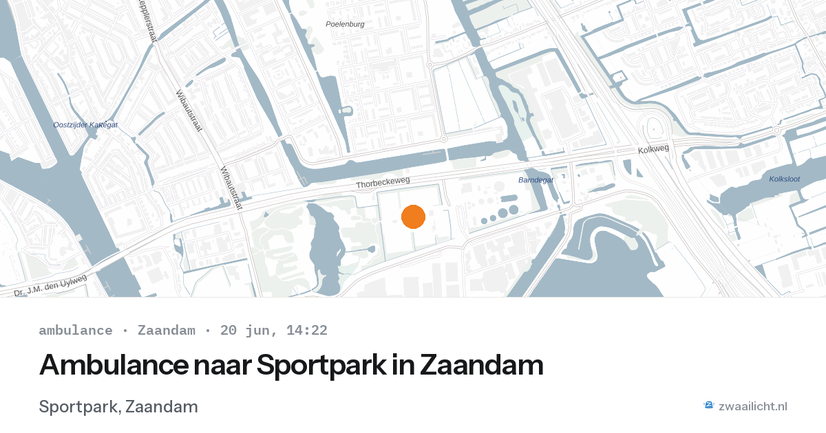 Ambulance naar Sportpark in Zaandam — 20 jun 2026