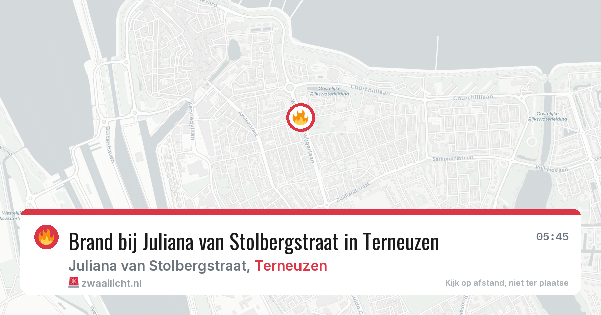 Brand bij Juliana van Stolbergstraat in Terneuzen — 5 jul 2026
