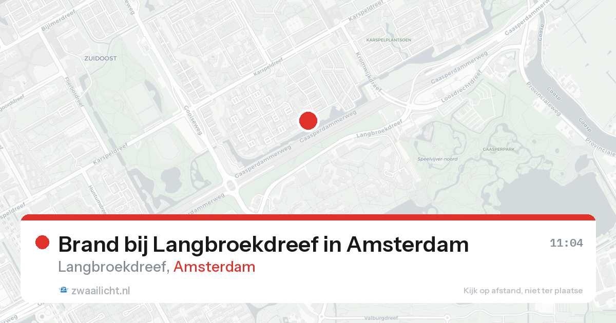 Brand bij Langbroekdreef in Amsterdam — 18 aug 2026